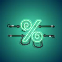 Realistic glowing green neon charcter, vector illustration
