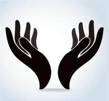 manos sosteniendo vector de diseño, manos oran logo