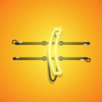 Realistic glowing yellow neon charcter, vector illustration