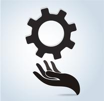 hand holding gear design icon vector