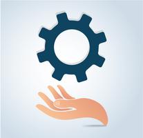 hand holding gear design icon vector