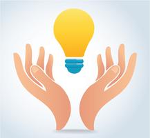 hand holding light bulb vector