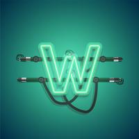 Realistic glowing green neon charcter, vector illustration