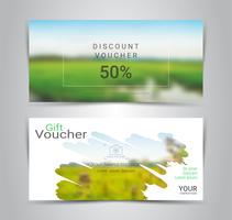 Gift certificates and vouchers, discount coupon or banner web template with blurred background. vector