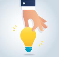 hand holding a light bulb vector