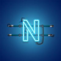 Realistic glowing blue neon charcter, vector illustration