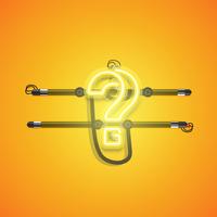 Realistic glowing yellow neon charcter, vector illustration