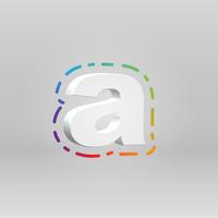 3D character from a fontset with colorful background, vector illustartion