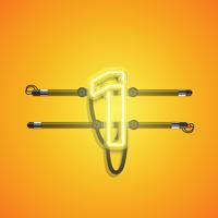 Realistic glowing yellow neon charcter, vector illustration