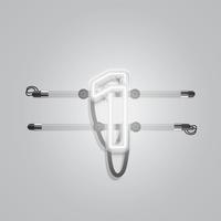 Realistic glowing grey neon charcter, vector illustration