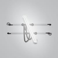 Realistic glowing grey neon charcter, vector illustration
