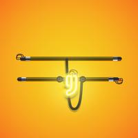 Realistic glowing yellow neon charcter, vector illustration