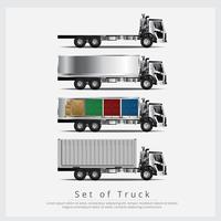 Set of Cargo Trucks Transportation with Container isolated Vector Illustration