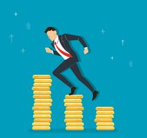 businessman running on coins graph to success, business concept illustration  vector