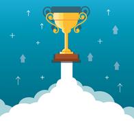 Trophy on cloud, start up business concept illustration vector