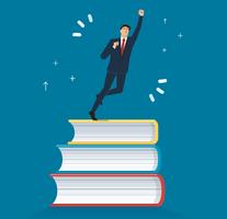 successful businessman on books icon design vector illustration, education concepts