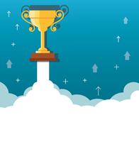 Trophy on cloud, start up business concept illustration vector