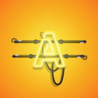 Realistic glowing yellow neon charcter, vector illustration