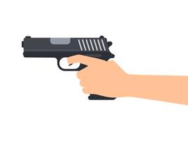 Vector illustration of hands holding gun isolated on white background 