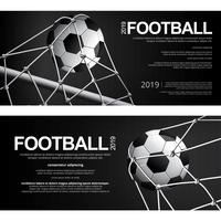 2 Banner Soccer Football Poster Vector Illustration