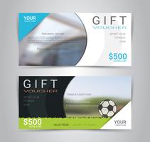 Gift voucher card or banner web template with blurred background. vector