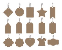 set illustration of brown hang tag collection on white background - vector paper labels
