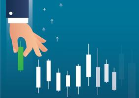 hand holding a candlestick chart stock market icon vector