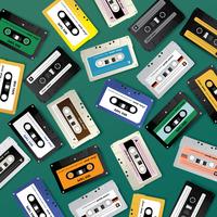 Vintage Retro Cassette Tape Pattern Design Template Vector Illustration