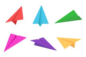 Avión de papel colorido o conjunto de iconos de avión de origami - ilustración vectorial vector