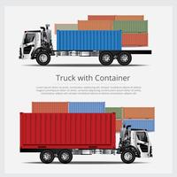 Cargo Trucks Transportation with Container isolated Vector Illustration