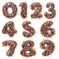 Chocolate donut decorated in numbers shape. vector