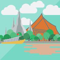 Temple of dawn, thailand with flat design vector