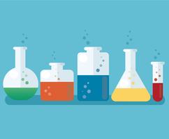colorful laboratory filled with a clear liquid and blue background  vector