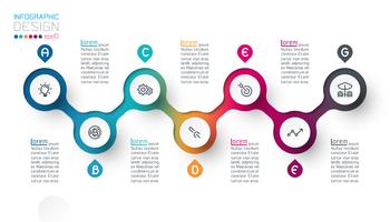 Circle label infographic with step by steps. vector