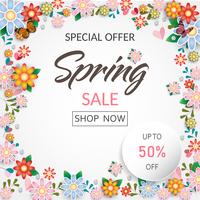 Spring time flowers sale banner and background. Vector ESP10 design.