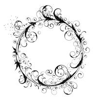 Flowers ornamental beautiful and circle design element silhouette in black. vector