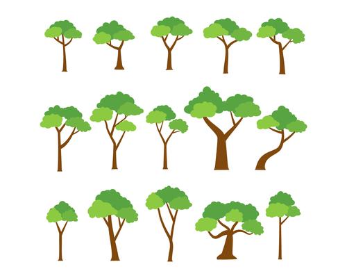 Collection of trees vector on white background