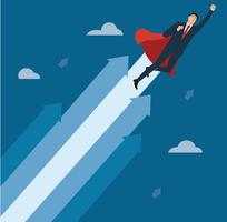 a businessman with red cape to success vector, business concept illustration vector