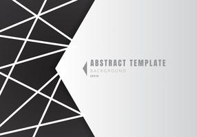 Template abstract white geometric shape polygons with lines composition on black background vector