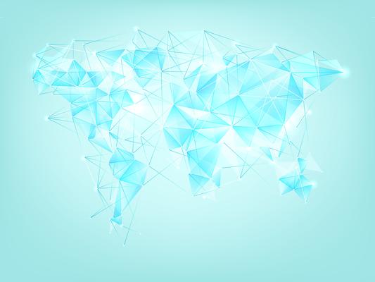 World map polygon abstract background.