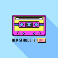 Arte del pixel de la cinta de casete audio de la escuela vieja vector