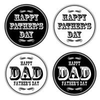 happy fathers day ornate typography black white circles vector