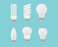 Collection of electric bulb vector set on blue background - Vector illustration