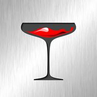 Red blood in glass with stainless steel background. vector