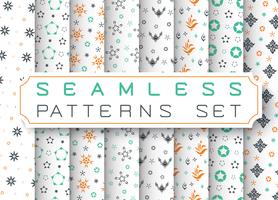 Seamless Geometric Patterns Set. Vector illustration.