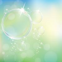 Las burbujas de jabón realistas con el conjunto de la reflexión del arco iris aislaron el ejemplo del vector eps10.