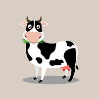 Caricatura de personaje de vaca lindo comer hierba - ilustración vectorial vector