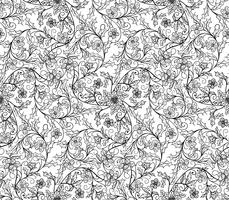 Seamless monochrome floral background on vector illustration.