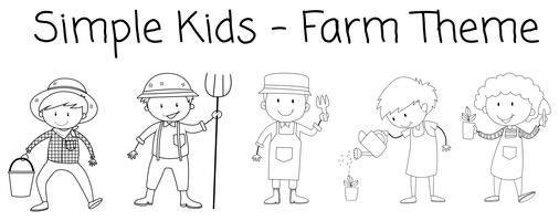 Set of doodle farmer character vector