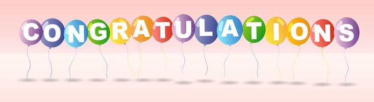 Congratulations card template with colorful balloons vector